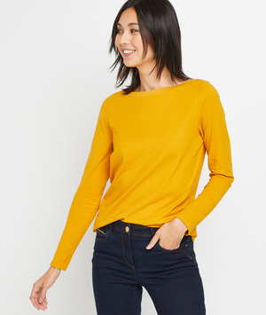 T-shirt col bateau femme JAUNE