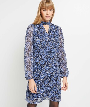Robe imprimé fleuri femme BLEU