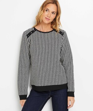 Sweat à motif pied de poule femme NOIR