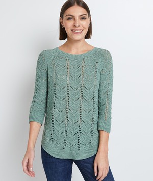Pull en maille ajourée femme VERT