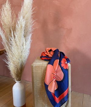 Foulard imprimé fleurs femme ORANGE
