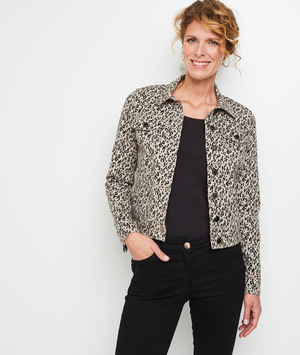 Blouson en jean léopard BEIGE