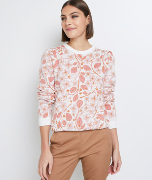 Pull imprimé femme BLANC