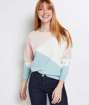 Pull color block femme BLANC