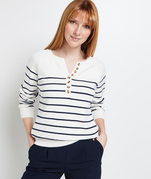 Pull marinière femme BLANC