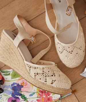 Sandales compensées femme ECRU
