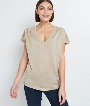 Pull manches courtes femme BEIGE