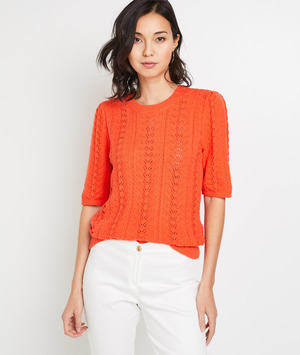 Pull manches courtes femme ORANGE