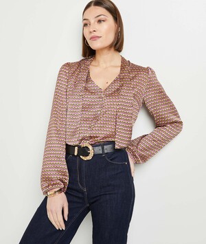 Chemise imprimée lavallière femme IMPRIME