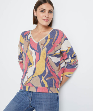 T-shirt imprimé coloré femme BEIGE CHINE
