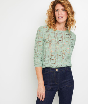 Pull ajouré femme VERT