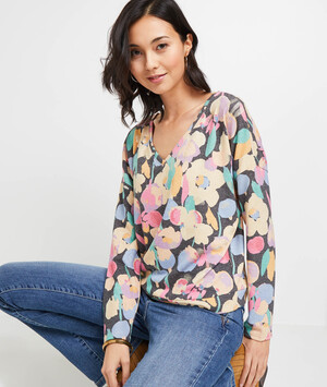 T-shirt doudou imprimé femme GRIS CHINE
