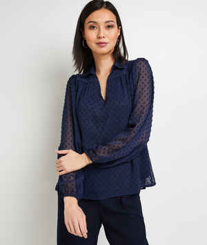 Blouse plumetis femme MARINE