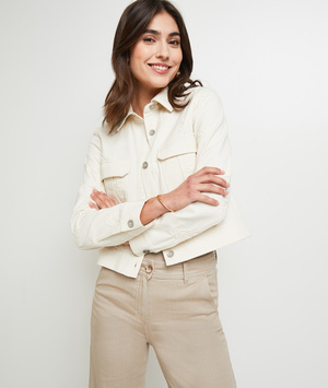 Veste courte brodée femme BEIGE