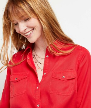 Chemise colorée femme ROUGE