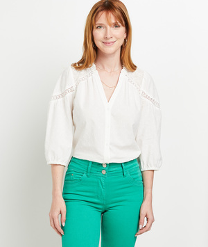 Chemise manches 3/4 dentelle ECRU