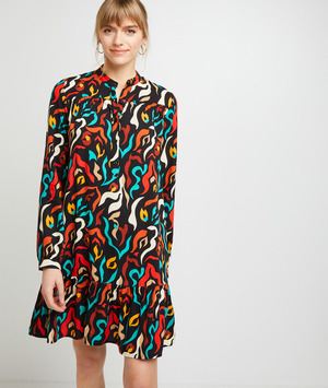 Robe chemisier imprimée femme NOIR