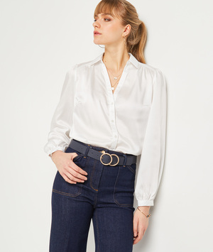 Chemise en satin femme ECRU