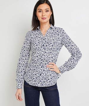Chemise structurée imprimée femme BLEU