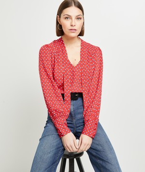 Blouse imprimée femme ROUGE