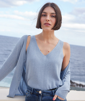 Débardeur lurex femme BLEU
