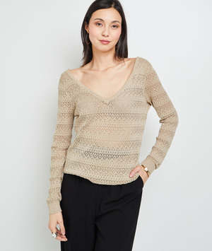 Pull ajouré femme BEIGE