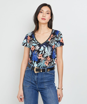 Tshirt imprimé femme NOIR
