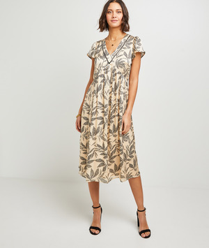 Robe longue imprimée femme BEIGE