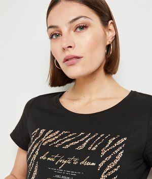 T-shirt imprimé femme NOIR