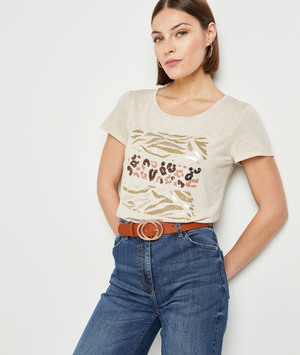 T-shirt imprimé femme BEIGE