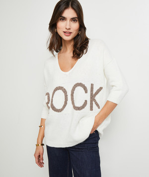 Pull loose Rock femme ECRU