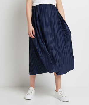 Jupe mi-longue satinée femme MARINE