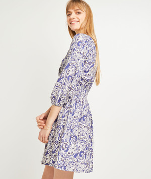 Robe imprimée mi-longue femme BLEU