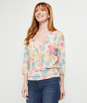 T-shirt imprimé fleurs BEIGE