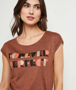 Tshirt message femme MARRON