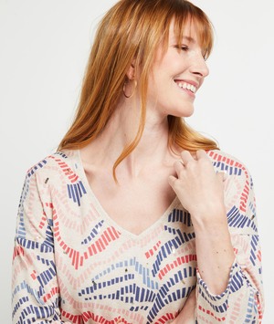 T-shirt en maille col V femme BEIGE