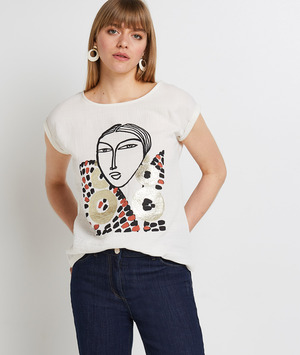 Tshirt imprimé femme ECRU
