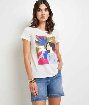 Tshirt imprimé femme BLANC CASSE