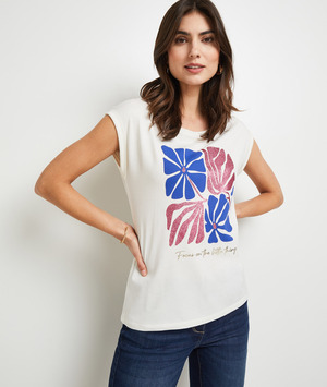 Tshirt imprimé femme BLANC CASSE