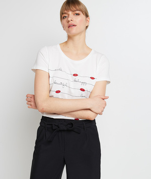 Tshirt bisous femme BLANC CASSE