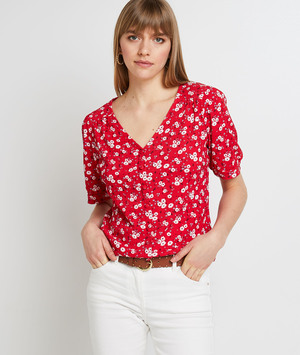 Tshirt imprimée femme ROUGE