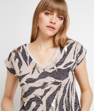 Tshirt imprimé zébre femme BEIGE