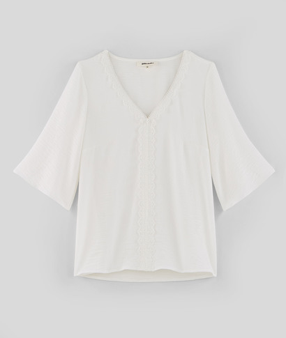 Blouse écrue à dentelle femme ECRU
