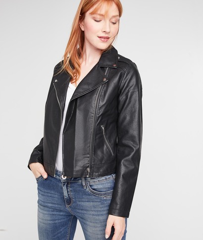 Blouson en simili cuir noir femme NOIR