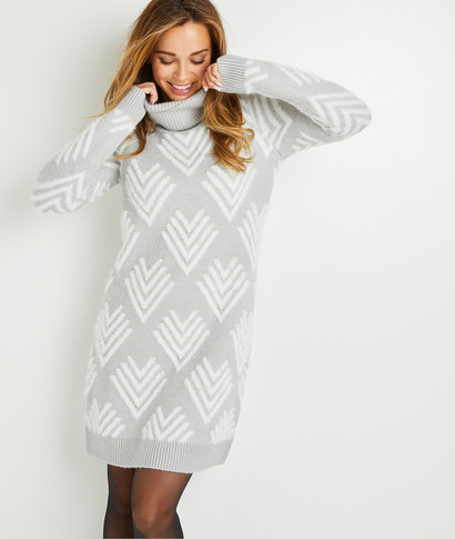 Robe pull gris avec perles femme GRIS