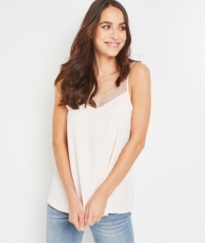 Top dentelle uni femme ROSE