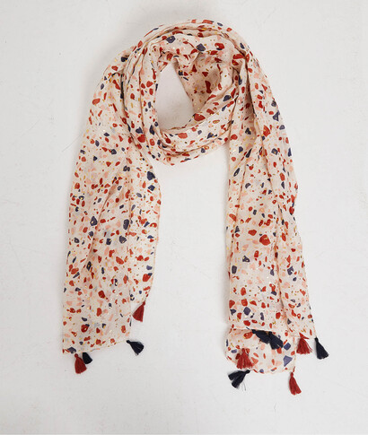 Foulard imprimé esprit terrazzo femme ECRU