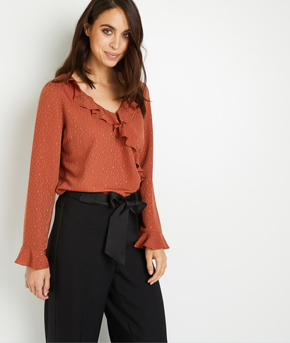 Blouse terracotta à volants femme TERRACOTTA