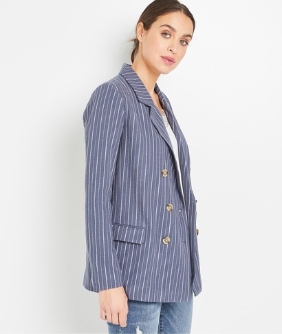 Veste tailleur rayée femme BLEU