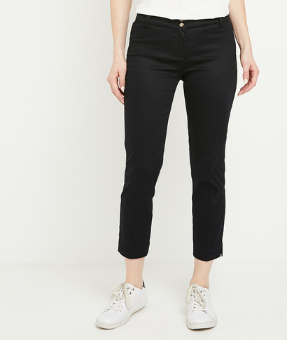Pantalon raccourci uni femme NOIR